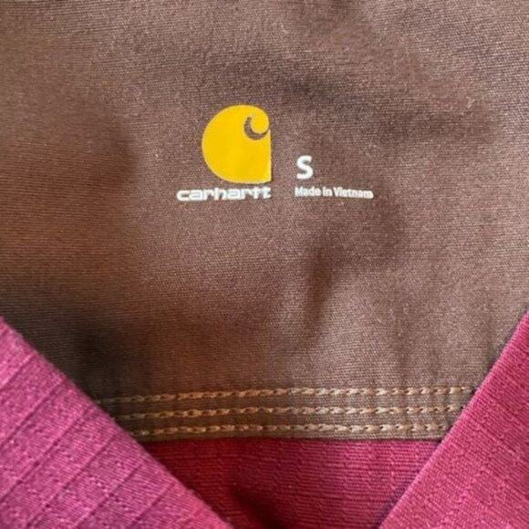CARHARRT NWT Men's Ripstop Maroon Short Sleeve V Neck Scrub Top Size‎ Small - Picture 3 of 5